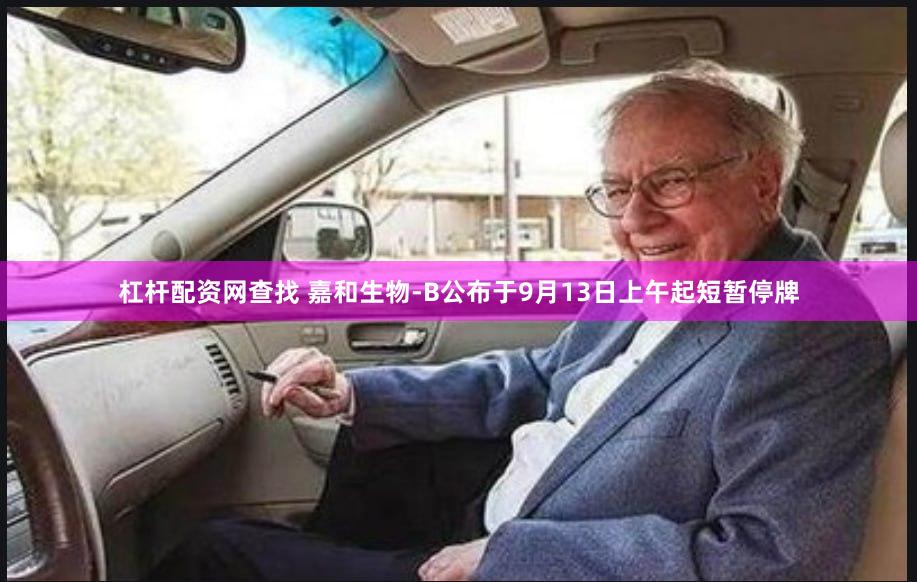 杠杆配资网查找 嘉和生物-B公布于9月13日上午起短暂停牌