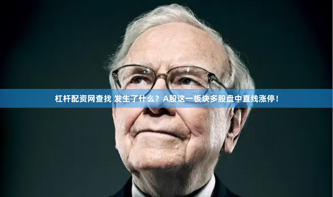 杠杆配资网查找 发生了什么？A股这一板块多股盘中直线涨停！